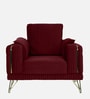 Solitaire Velvet 1 Seater Sofa in Berry Red Colour