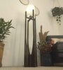 Solitaire Wooden Floor Lamp with Jute Shade & Brown Base