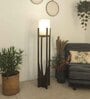 Solitaire Wooden Floor Lamp with Jute Shade & Brown Base