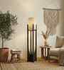 Solitaire Wooden Floor Lamp with Jute Shade & Brown Base