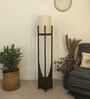 Solitaire Wooden Floor Lamp with Jute Shade & Brown Base