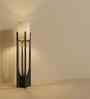 Solitaire Wooden Floor Lamp with Jute Shade & Brown Base