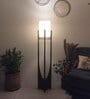Solitaire Wooden Floor Lamp with Jute Shade & Brown Base