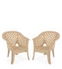 Solocane Plastic Chair in Marble Beige Finish, Set of 2