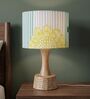 Blue & Green Soma Handcrafted Natural Wood Table Lamp