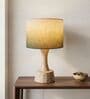 Green Soma Handcrafted Natural Wood Large Drum ShadeTable Lamp
