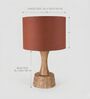 Red Soma Handcrafted Natural Wood Large Drum Shade Table Lamp