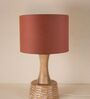 Red Soma Handcrafted Natural Wood Large Drum Shade Table Lamp