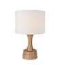 Off White Soma Handcrafted Natural Wood Large Drum Shade Table Lamp