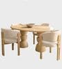 Somany Wooden 4 Seater Dining Table Set In Natural Bleach Finish