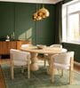 Somany Wooden 4 Seater Dining Table Set In Natural Bleach Finish