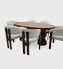 Somany Wooden 6 Seater Dining Table Set In Deep Honey Finish