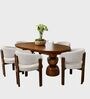 Somany Wooden 6 Seater Dining Table Set In Deep Honey Finish