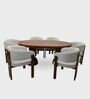 Somany Wooden 6 Seater Dining Table Set In Deep Honey Finish