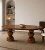 Somany Wooden 6 Seater Dining Table Set In Deep Honey Finish