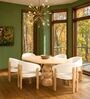 Somany Wooden 6 Seater Dining Table Set In Natural Bleach Finish