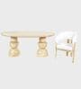 Somany Wooden 6 Seater Dining Table Set In Natural Bleach Finish