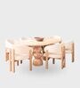 Somany Wooden 6 Seater Dining Table Set In Natural Bleach Finish