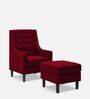 Sona Fabric Full Back Lounge Chair in Blood Maroon Colour
