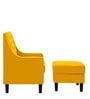 Sona Fabric Wing Chair With Ottoman In Bold Yellow Colour