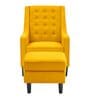 Sona Fabric Wing Chair With Ottoman In Bold Yellow Colour