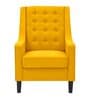 Sona Fabric Wing Chair With Ottoman In Bold Yellow Colour