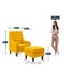 Sona Fabric Wing Chair With Ottoman In Bold Yellow Colour
