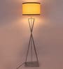 Soomin Beige Fabric Shade Floor Lamp with Silver Base