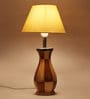 Soomin Beige Fabric Shade Table Lamp with Natural Base -