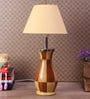 Soomin Beige Fabric Shade Table Lamp with Natural Base -
