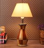 Soomin Beige Fabric Shade Table Lamp with Natural Base -