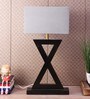 Soomin Grey Fabric Shade Table Lamp With Natural Base -
