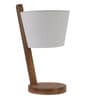 Soomin White Fabric Shade Table Lamp With Natural Base -