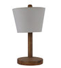Soomin White Fabric Shade Table Lamp With Natural Base -