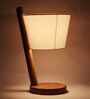 Soomin White Fabric Shade Table Lamp With Natural Base -