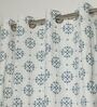Sophia Blue Cotton 230 GSM  Ethnic 5 Feet Room Darkening Eyelet Window Curtains (2 Pc)