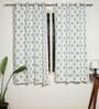 Sophia Blue Cotton 230 GSM  Ethnic 5 Feet Room Darkening Eyelet Window Curtains (2 Pc)
