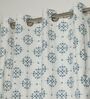 Sophia Blue Cotton 230 GSM  Ethnic 9 Feet Room Darkening Eyelet Long Door Curtains (2 Pc)