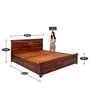 Sophia Sheesham Wood Queen Size Bed in Walnut Finish with Box Storage