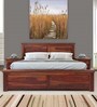 Sophia Sheesham Wood Queen Size Bed in Walnut Finish with Box Storage