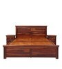 Sophia Sheesham Wood Queen Size Bed in Walnut Finish with Box Storage