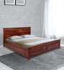 Sophia Sheesham Wood Queen Size Bed in Walnut Finish with Box Storage