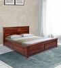Sophia Sheesham Wood Queen Size Bed in Walnut Finish with Box Storage