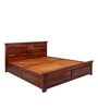Sophia Sheesham Wood Queen Size Bed in Walnut Finish with Box Storage