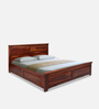 Sophia Sheesham Wood Queen Size Bed in Walnut Finish with Box Storage