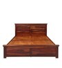 Sophia Sheesham Wood Queen Size Bed in Walnut Finish with Box Storage
