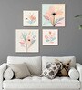 Floral Art Quartet Canvas Wall Painting Set of 4 Gold Frame