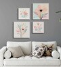 Floral Art Quartet Canvas Wall Painting Set of 4 Stretch Canvas Frame