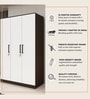 Sora 3 Door Wardrobe In Dark Elm & Frosty White Color With Drawer