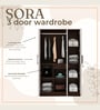 Sora 3 Door Wardrobe In Dark Elm & Frosty White Color With Drawer